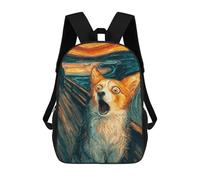 sinyumoney Dog in Scream Painting -1 Mochila Escolar Infantil De 17 Pulgadas, Impresa En 3D, Estilo Casual, Para Niños, Ideal Para Viajes, Como Mochila Escolar O Para Llevar Libros.