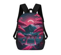 Sinyumoney Dog in Space Helmet Mochila De Viaje, Mochila De Escuela Para Niñas, Niños Y Adolescentes, Torii Gate Under A Pink Moon, 17"