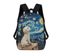 sinyumoney Dog in Starry Night Style Painting Mochila Escolar De 17 Pulgadas Para Adolescentes, Con Estampado 3D, Ajustable Y Con Bolsillos, Ideal Para Niños, Niñas Y Estudiantes.