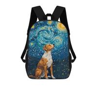 sinyumoney Dog in Starry Night Style Painting Mochila Escolar De Moda Para Material Escolar, Mochila Impermeable Informal Para Niños/niñas/adolescentes 17inch
