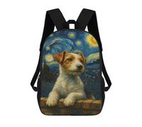 sinyumoney Dog in Starry Night Style Painting Mochila Escolar Infantil De 17 Pulgadas Con Estampado 3D De Películas De Anime Para Niños, Mochila De Viaje, Mochila Escolar Infantil