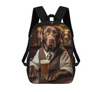 sinyumoney Dog in Suit with Beer Mochila Infantil, Mochila Escolar Para Niños Y Adolescentes, Mochila De Viaje, Mochila Escolar, Mochila Para Libros 17inch