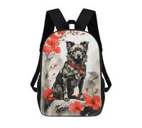 sinyumoney Dog Ink Japanese Style Mochila Escolar Impresa En 3D Para Niños, Mochila Escolar, Mochilas De Viaje, Bolso Informal De Moda Para Niños Y Estudiantes 17inch