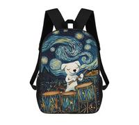 sinyumoney Dog Playing Drums Starry Night Mochilas Para Niños Y Estudiantes, Mochilas Escolares Impresas En 3D, Mochilas Para Estudiantes De Primaria Y Secundaria, Mochilas Para Niños Y Niñas 17inch