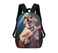 sinyumoney Dog Playing Guitar Art Print -4 Mochila Escolar Infantil De 17 Pulgadas Con Estampado 3D De Películas De Anime Para Niños, Mochila De Viaje, Mochila Escolar Infantil