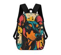 sinyumoney Dog Portrait in Retro Style Bold Doberman in Dynamic Pop Art Style Mochila Escolar Impresa En 3D Para Niños Y Niñas, Mochila Para Portátil Para Niños/estudiantes/adultos 17inch