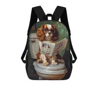 sinyumoney Dog Reading Newspaper on Toilet-25 Mochila Infantil De 17 Pulgadas, Mochila Escolar Con Estampado 3D De Dibujos Animados Para Niños Y Adolescentes.