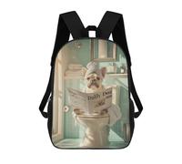 sinyumoney Dog Reading Newspaper on Toilet -3 Mochila Escolar Infantil Impresa En 3D Para Niños, Mochila De Viaje De Alta Capacidad, Mochilas Para Libros De 17 Pulgadas Para Niños