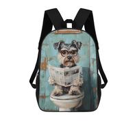 sinyumoney Dog Reading Newspaper on Toilet-42 Mochila Escolar Infantil Impresa En 3D 17inch Mochilas De Moda Para Niños De Primaria Y Secundaria