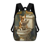 sinyumoney Dog Reading Newspaper on Toilet-5 Mochila Escolar Infantil De 17 Pulgadas Con Estampado 3D De Películas De Anime Para Niños, Mochila De Viaje, Mochila Escolar Infantil