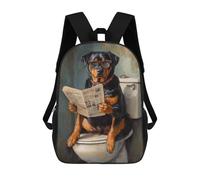 sinyumoney Dog Reading Newspaper on Toilet-56 Mochila Escolar De 17 Pulgadas Para Adolescentes, Con Estampado 3D, Ajustable Y Con Bolsillos, Ideal Para Niños, Niñas Y Estudiantes.