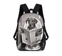 sinyumoney Dog Reading Newspaper on Toilet Mochilas Infantiles Impresas En 3D, Mochilas De Moda Informales, Mochilas De Viaje Bonitas, Mochilas Informales Para Exteriores Para Niños Y Niñas 17inch