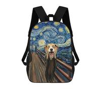 sinyumoney Dog Scream Starry Night Parody Mochila Escolar Infantil Impresa En 3D Para Niños, Mochila De Viaje De Alta Capacidad, Bolsas Para Libros, Mochila Escolar Infantil 17inch