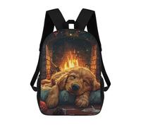 sinyumoney Dog Sleeping by Fireplace Mochila Para Niños, Adolescentes Y Estudiantes, Mochilas Para Niñas, Mochilas Para Niños Pequeños, Primaria Y Secundaria 17inch