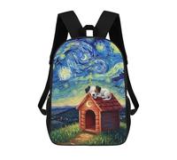sinyumoney Dog Sleeping on Doghouse, Starry Night Mochila Escolar Infantil De 17 Pulgadas, Mochila Escolar Impresa En 3D Para Niños De Primaria Y Secundaria