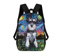sinyumoney Dog Starry Night Schnauzer Mochila Escolar Infantil Estampada Para Adultos Y Niños, Mochila De Viaje Para El Día A Día 17inch