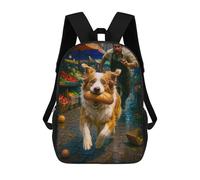 sinyumoney Dog Steals Bread at The Market Mochila Escolar Para Niñas Y Niños, Mochilas De Gran Capacidad, Mochilas Ligeras Para Niños Y Estudiantes 17inch