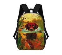 sinyumoney Dog Swimming in Pond Painting Mochilas Informales Para Niños, Mochila Escolar Para Adolescentes, Niñas Y Niños, Mochilas Para Libros 17inch