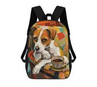 sinyumoney Dog with Coffee Cup Art Mochila Escolar Infantil Impresa En 3D, Mochila Informal De Moda Para Niños, Mochila De Viaje De Alta Capacidad Para Libros Para Niños 17inch