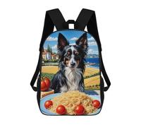 sinyumoney Dog with Italian Pasta Mochilas De 17 Pulgadas Para Niños, Mochilas Escolares Impresas En 3D Para Estudiantes De Primaria Y Secundaria, Para Niños Y Niñas.