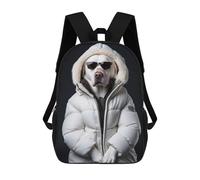sinyumoney Dog with White Down Jacket Mochilas Para Niños Y Estudiantes, Mochilas Escolares Impresas En 3D, Mochilas Para Estudiantes De Primaria Y Secundaria Para Niños Y Niñas 17inch