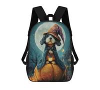 sinyumoney Dog Wizard on Pumpkin Halloween Night Mochila Infantil, Mochila Escolar De Gran Capacidad Para Estudiantes, Mochila Para Libros, Mochila Para Niños, Niñas, Adultos Y Adolescentes 17inch