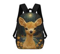 sinyumoney Dog00076 Mochila Escolar, Secundaria, Universitaria, Viaje para Adolescentes, Niñas, Niños, Mujeres, Hombres, Golden Fawn Under Moonlight, 17"