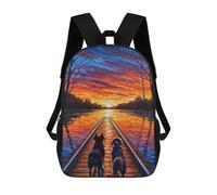 sinyumoney Dogs on Railroad Tracks at Sunset Mochilas Mochilas Infantiles Mochila Escolar Mochila Escolar Infantil Impresa En 3D Mochilas De Viaje De Moda Para Niños De Primaria Y Secundaria 17inch