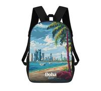 sinyumoney Doha, Qatar Beach And Skyline Mochila Escolar Para Niñas Mochila Impermeable Mochila Informal De Día Mochila Ligera Para Niño Y Niña Mochila Escolar 17inch