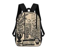 sinyumoney Dolce Far Niente Window with Plants Mochilas Escolares Para La Escuela Secundaria, Preparatoria, Universidad Y Viajes Para Niñas Y Adolescentes 17inch