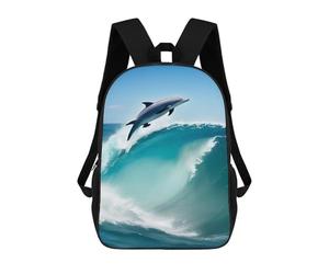 sinyumoney Dolphin Fish in The Sea Mochila Escolar Informal Para El Día A Día, Ideal Para Viajes, Trabajo Y Uso Diario 17inch