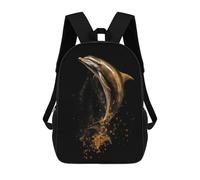 sinyumoney Dolphin Gold Dark Mochila Escolar Infantil Estampada Para Adultos Y Niños, Mochila De Viaje Para El Día A Día 17inch