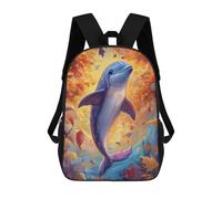 sinyumoney Dolphin in Autumn Leaves Mochila, Mochila Infantil, Mochila Escolar Para Estudiantes, Mochila Para Libros, Mochila Escolar Impresa En 3D Para Niños Y Niñas 17inch