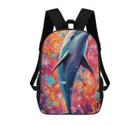 sinyumoney Dolphin in Colorful Ocean Mochila Escolar Impresa En 3D Mochila Escolar De Moda Para Niños Mochilas Para Niños Estudiantes De Secundaria 17inch