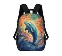 sinyumoney Dolphin in Cosmic Swirl Mochila Escolar Infantil Impresa En 3D Para Niños, Mochilas De Viaje, Bolsas Para Libros, Mochila Escolar Infantil 17inch