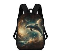 sinyumoney Dolphin in Space Mochila Escolar De 17 Pulgadas Impresa En 3D Mochilas Infantiles Mochila Genial Impresa En 3D Para Niños De Primaria Y Secundaria