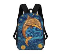 sinyumoney Dolphin in Starry Night Style Mochilas Para Niños Mochila Escolar Mochila Escolar Impresa En 3D Para Niños Estudiantes De Primaria Y Secundaria 17inch