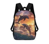 sinyumoney Dolphin Sunset Dance Mochila Escolar Resistente Al Agua, Mochila De Viaje, Bolsa Para Computadora Para La Escuela/trabajo/viajes 17inch