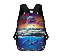 sinyumoney Dolphin Sunset Fantasy Mochila Escolar Ligera E Informal Para Adolescentes, Niños, Mujeres Y Hombres 17inch