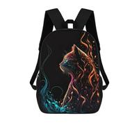 Sinyumoney Dolphin Sunset mochila escolar para niños impresa en 3D, ideal para viajes y libros, Gato Abstracto, 17"