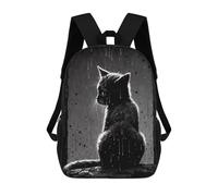 Sinyumoney Dolphin Sunset mochila escolar para niños impresa en 3D, ideal para viajes y libros, Sad Cat, 17"