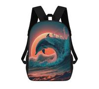 sinyumoney Dolphin Sunset Mochila Ligera Informal Para El Día A Día, Mochila Escolar Para Hombres/mujeres 17inch