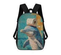 sinyumoney Dolphin with Toilet Paper Hat Mochila Escolar Impresa En 3D 17inch Mochilas De Moda Para Niños, Mochilas Escolares Para Niños De Primaria Y Secundaria