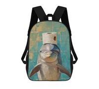 sinyumoney Dolphin with Toilet Paper Roll on Head Mochila Infantil De 17 Pulgadas, Mochila Escolar Con Estampado 3D De Dibujos Animados Para Niños Y Adolescentes.