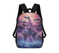 sinyumoney Dolphins Around An Enchanted Island Mochila Escolar Infantil Estampada Para Adultos Y Niños, Mochila De Viaje Para El Día A Día 17inch