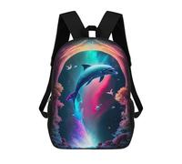 sinyumoney Dolphin's Cosmic Journey -1 Mochila Escolar Infantil Impresa En 3D Para Niños, Mochilas De Viaje De Alta Capacidad, Bolsas Para Libros, Mochila Escolar Infantil 17inch