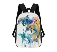 sinyumoney Dolphins Head Watercolor Mochila Escolar Impresa En 3D 17inch Mochilas De Moda Para Niños, Mochilas Escolares Para Niños De Primaria Y Secundaria