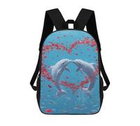 sinyumoney Dolphins Heart-Shaped Petals Ocean Mochila Infantil De 17 Pulgadas, Mochila Escolar Con Estampado 3D De Dibujos Animados Para Niños Y Adolescentes.
