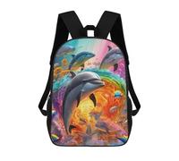 sinyumoney Dolphins in Rainbow Ocean Mochila Escolar Infantil Impresa En 3D Para Niños, Mochilas De Viaje, Bolsas Para Libros, Mochila Escolar Infantil 17inch