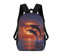 sinyumoney Dolphins Jumping Against Full Moon Mochilas Escolares Mochila Escolar Ligera Mochila De Día Mochila Escolar Para La Universidad Para Niños/Niñas/Adolescentes 17inch